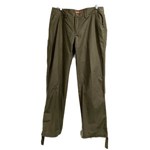 Eastern Mountain Sports Pants khaki green parachute canvas ruched tie ankles 10